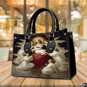 Custom Catholic Virgin Mary Leather Bag, Personalized Name Handbags and Purses for Christian Women Religious Bag Gifts