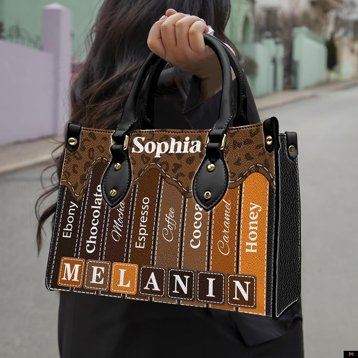 PREAUREUM "{split_values}" Personalized {collection_title} Leather Handbag