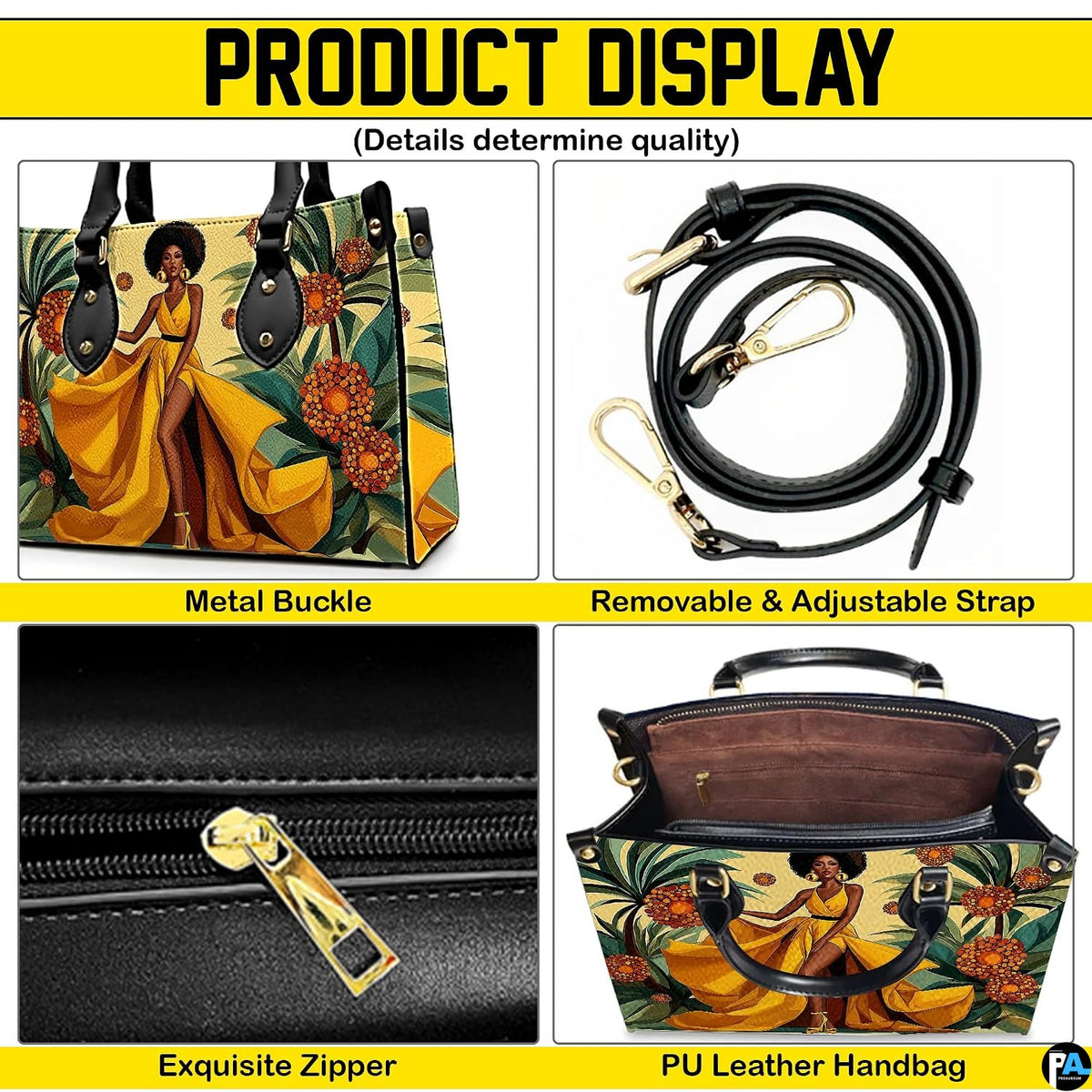 Multi-panel overview displaying profile perspectives and visual features of the golden gown piece.