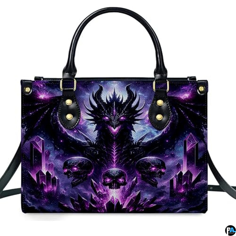 Personalized Dragon Leather Handbag, Fantasy Gothic Purse for Women, Mythical Shoulder Bag Gift for Dragon Lovers
