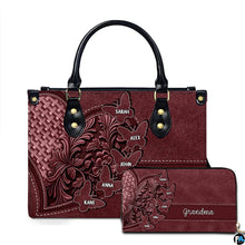 Mothers Day Gift Leather Bag- Personalized Grandmas Purse With Grandkids Names, Grandma Handbag Birthday Gifts For Mom Women
