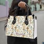 Custom Catholic Virgin Mary Leather Bag, Personalized Name Handbags and Purses for Christian Women Religious Bag Gifts