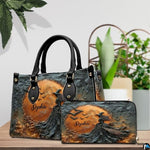 Personalized Halloween Leather Handbag – Custom Witch 3D Printing Effect Purses For Women – Spooky Gothic Shoulder Bag