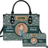 Sage Green Nurse Medallion Handbag and Matching Wallet Set