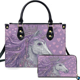Lavender Tiara Unicorn Handbag and Matching Wallet Set