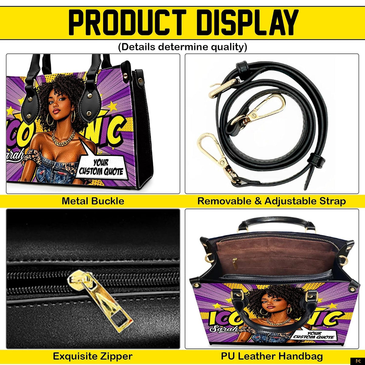 PREAUREUM "{split_values}" Personalized {collection_title} Leather Handbag