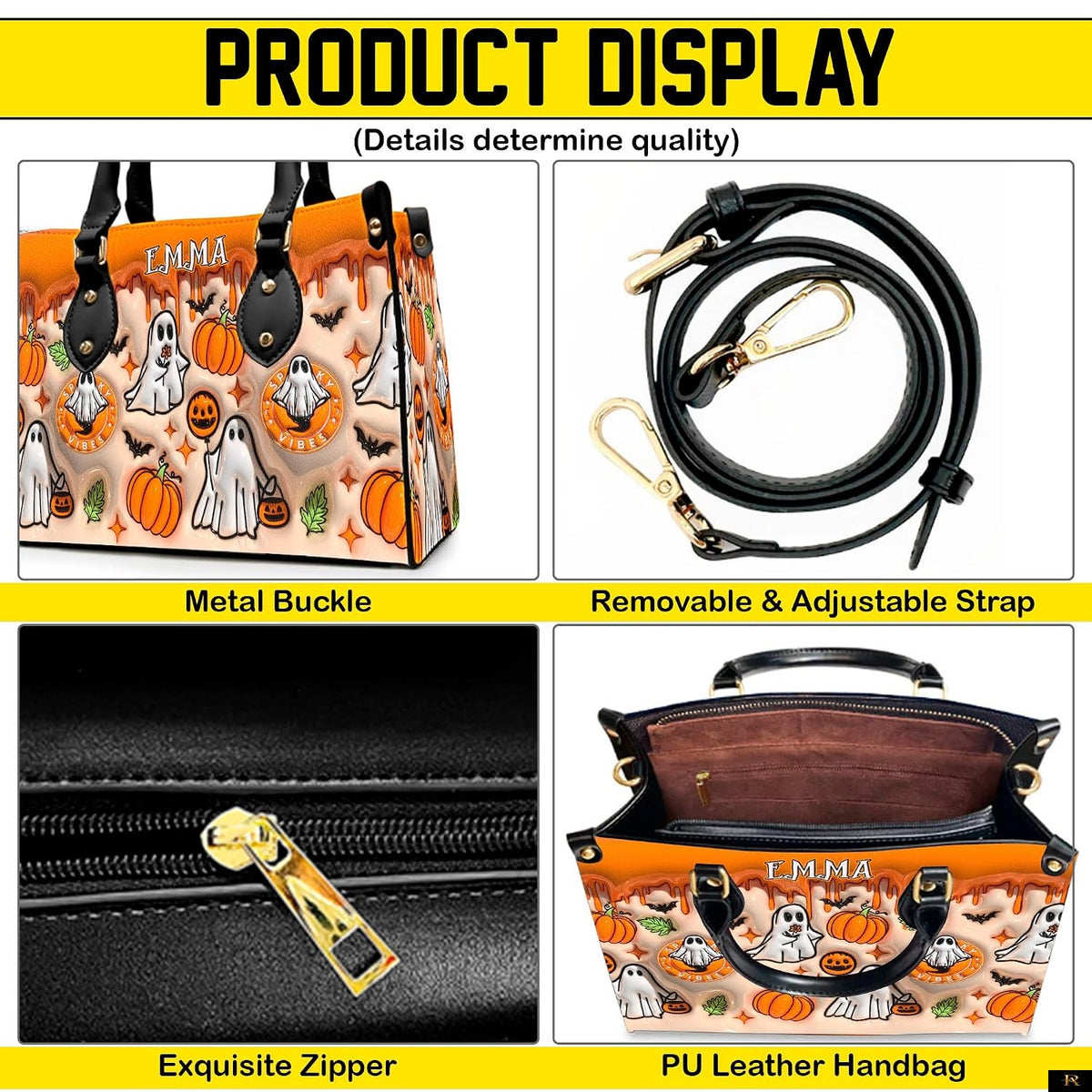 PREAUREUM "{split_values}" Personalized {collection_title} Leather Handbag