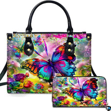 Personalized Butterfly Leather Handbag – Gothic Moon Bag with Adjustable Strap and Matching Witchcore Purse for Women