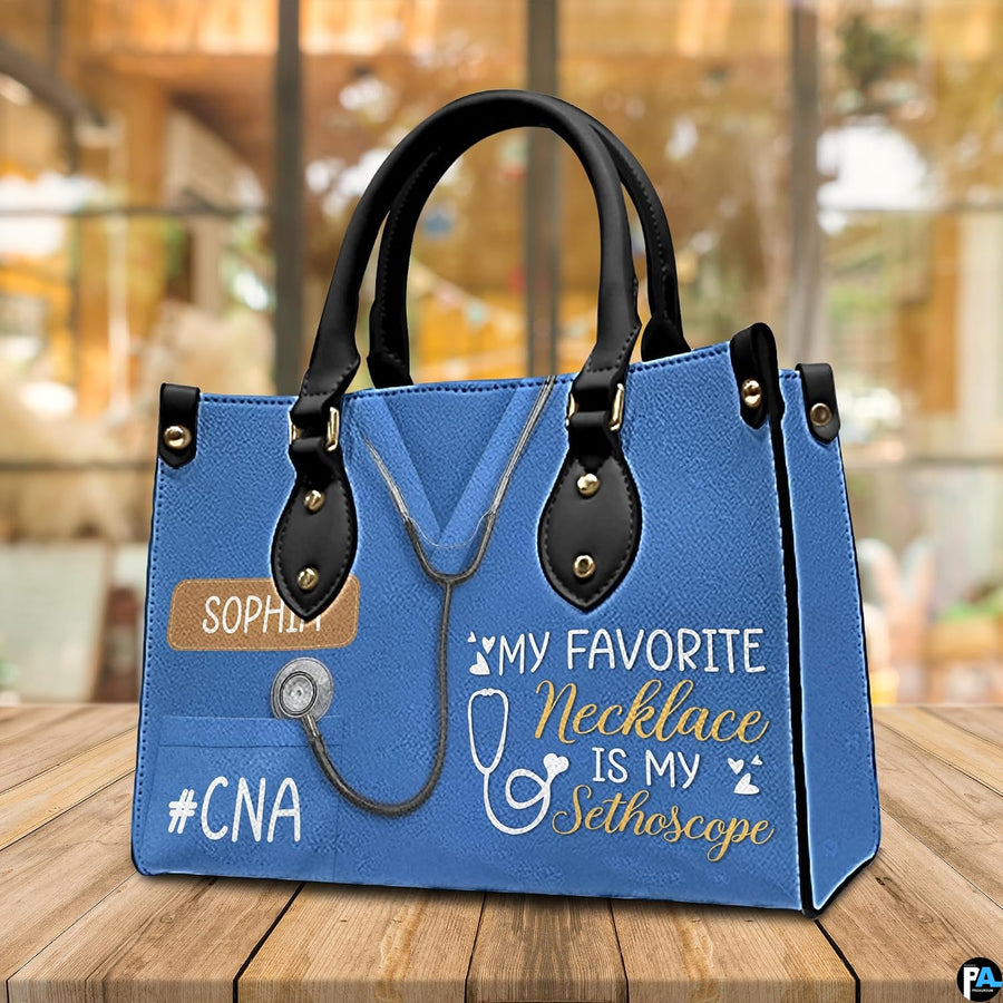 Complete matching handbag and wallet set in royal blue medical scrub arrangement