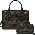 Personalized Animal Leather Handbag – Custom Name Flowers with 2D Print with 3D Effect – Gift for Gramma, Mom, Daughter