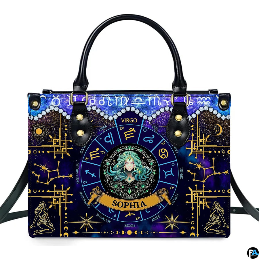 Front studio view of Celestial Maiden Satchel Handbag on clean white background.