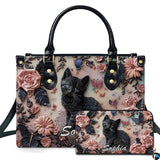 Black Kitten Blush Rose Relief Handbag and Matching Wallet Set