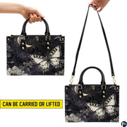 Personalized Butterfly Leather Handbag – Gothic Moon Bag with Adjustable Strap and Matching Witchcore Purse for Women