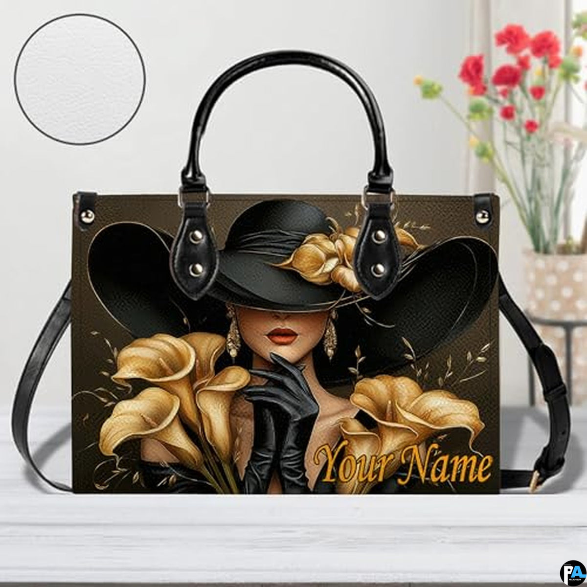 Personalized Black Women Leather Bag, Custom Name African Purses and Handbags Gifts for Mom Birthday Christmas Mothers Day