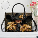 Personalized Black Women Leather Bag, Custom Name African Purses and Handbags Gifts for Mom Birthday Christmas Mothers Day