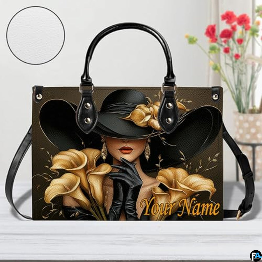 Personalized Black Women Leather Bag, Custom Name African Purses and Handbags Gifts for Mom Birthday Christmas Mothers Day
