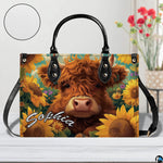 Studio front view of curly calf sunflower design on white surface with circular inset