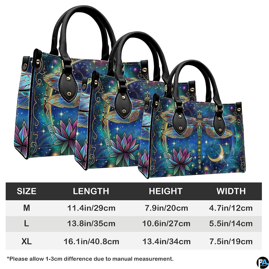 Matching zip-around wallet featuring celestial cloisonne dragonfly, golden crescent moon, and lotus