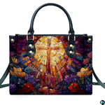 Custom Catholic Virgin Mary Leather Bag, Personalized Name Handbags and Purses for Christian Women Religious Bag Gifts
