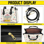 Lifestyle model display showing the botanical teacher handbag carried over the shoulder.