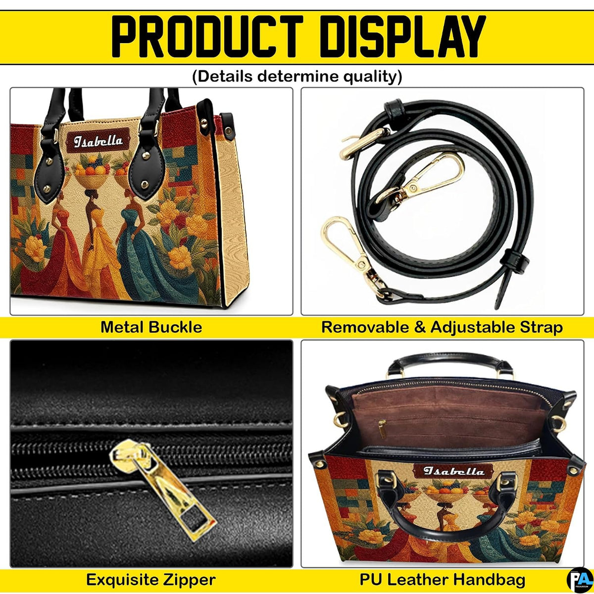 Top-down view displaying internal storage compartments and organized lining inside the handbag.