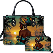 Personalized Black Women Leather Bag, Custom Name African Purses and Handbags Gifts for Mom Birthday Christmas Mothers Day