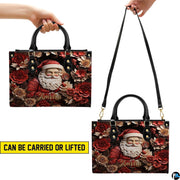 Coordinating holiday wallet featuring matching dimensional Santa portrait and floral relief artwork.
