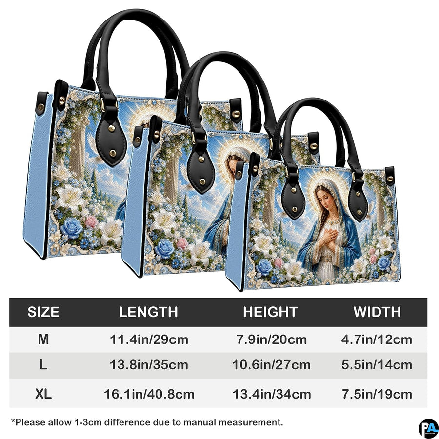 Size reference chart showing medium, large, and extra-large handbag dimensions