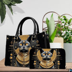 Black Cat Leather Bag – Vintage Cat Art Handbag, Stylish Animal-Themed Purse, Unique Gift for Cat Lovers
