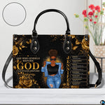 Frontal presentation highlighting the African American Christian artwork design on the primary accessory silhouette.