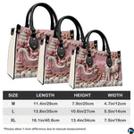 Size comparison chart detailing Medium, Large, and Extra Large handbag dimensions.