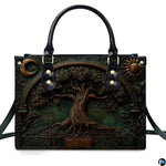 Personalized Animal Leather Handbag – Custom Name Flowers with 2D Print with 3D Effect – Gift for Gramma, Mom, Daughter