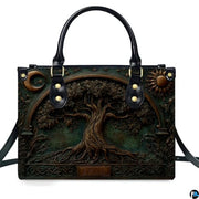 Personalized Animal Leather Handbag – Custom Name Flowers with 2D Print with 3D Effect – Gift for Gramma, Mom, Daughter