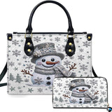 Sparkling Silver Crystal Snowman Handbag and Wallet Set