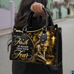 Personalized Lioness Faith Woman Leather Handbag, Gift for Mom