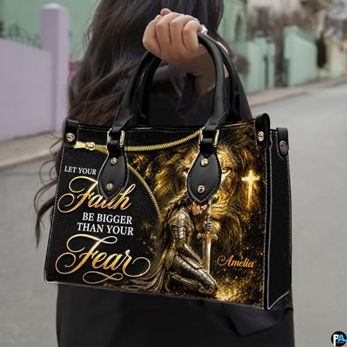 Personalized Christian Leather Handbag, Jesus Christian Tote Bag, Bible Purse, Religious Bags Gift for Mom, Women