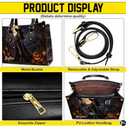 Personalized Witch Handbag with Purse, Custom Name Gothic Leather Bag Set for Women, Halloween Shoulder Bag, Witch Gift