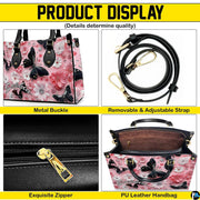 Interior view of open tote handbag showing inner compartments
