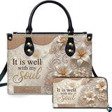 Ivory Lily Handbag with Blush Butterfly Artwork