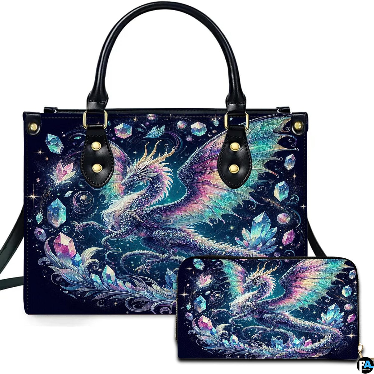 Personalized Dragon Leather Handbag, Fantasy Gothic Purse for Women, Mythical Shoulder Bag Gift for Dragon Lovers