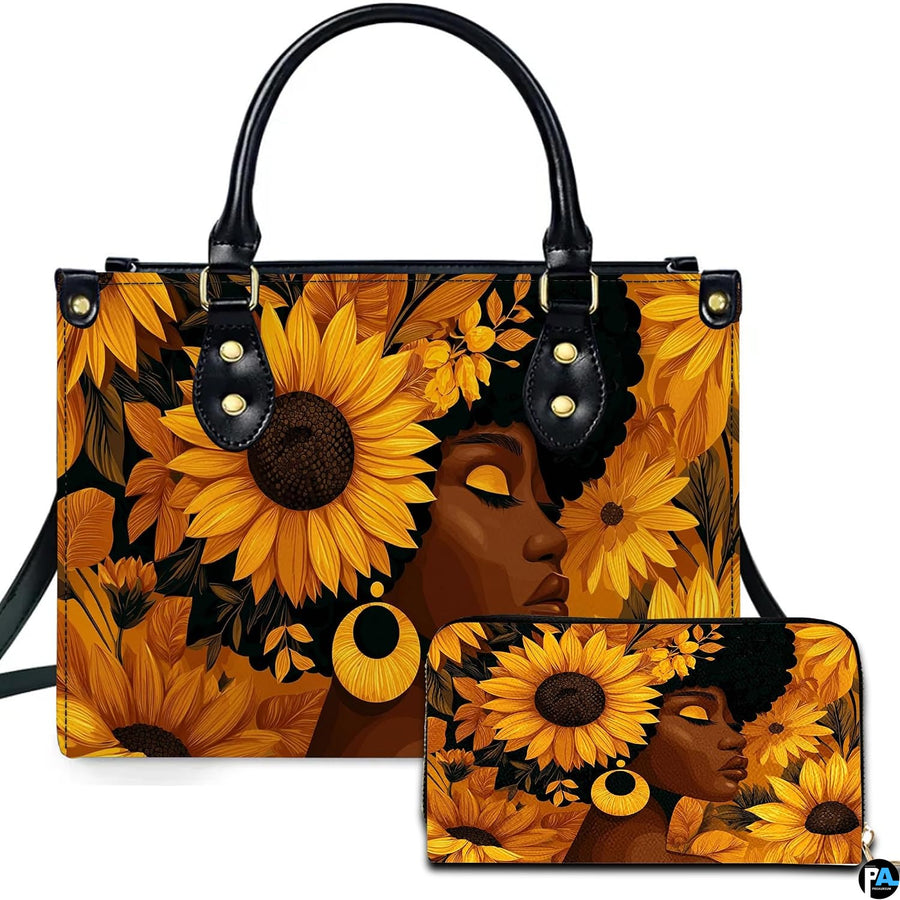 Personalized Black Women Leather Bag, Custom Name African Purses and Handbags Gifts for Mom Birthday Christmas Mothers Day