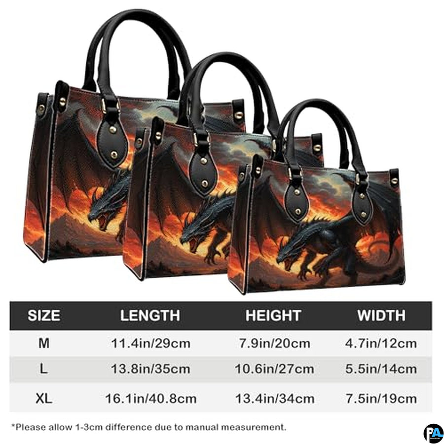 Personalized Black Dragon with Fiery Background Shoulder Bag