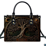 Personalized Animal Leather Handbag – Custom Name Flowers with 2D Print with 3D Effect – Gift for Gramma, Mom, Daughter