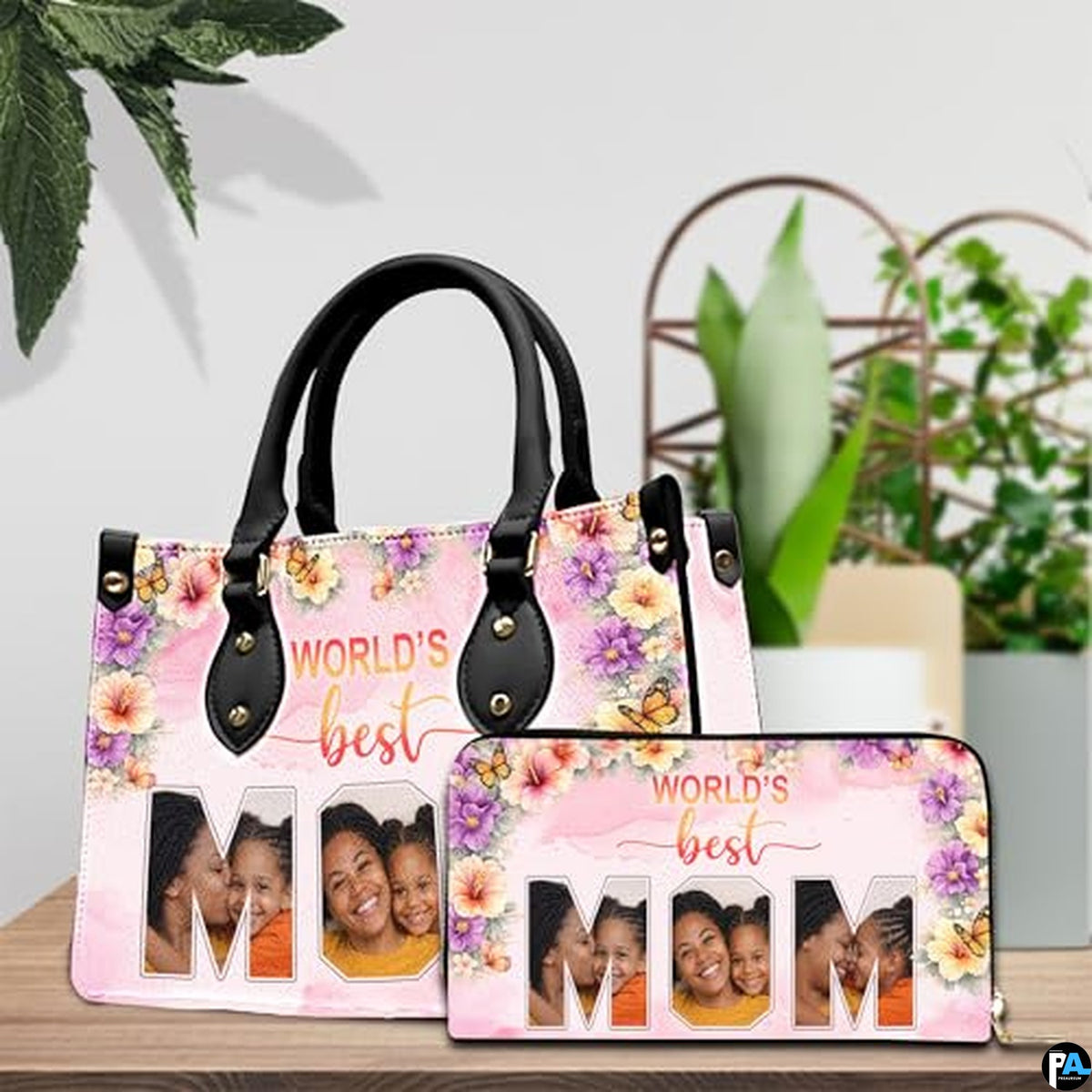 Personalized Leather Tote Bag and Purse for Mom Grandma, Custom Name Tote Bag, Birthday Gift for Mother, Grandma Gift Idea