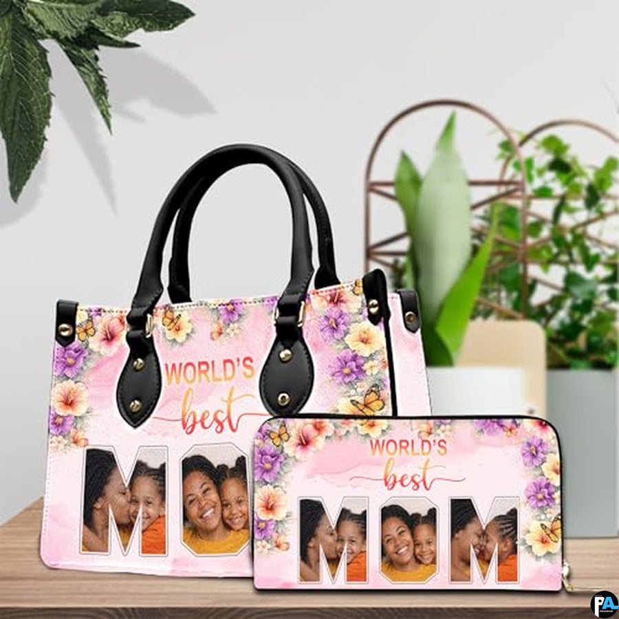 Personalized Leather Tote Bag and Purse for Mom Grandma, Custom Name Tote Bag, Birthday Gift for Mother, Grandma Gift Idea