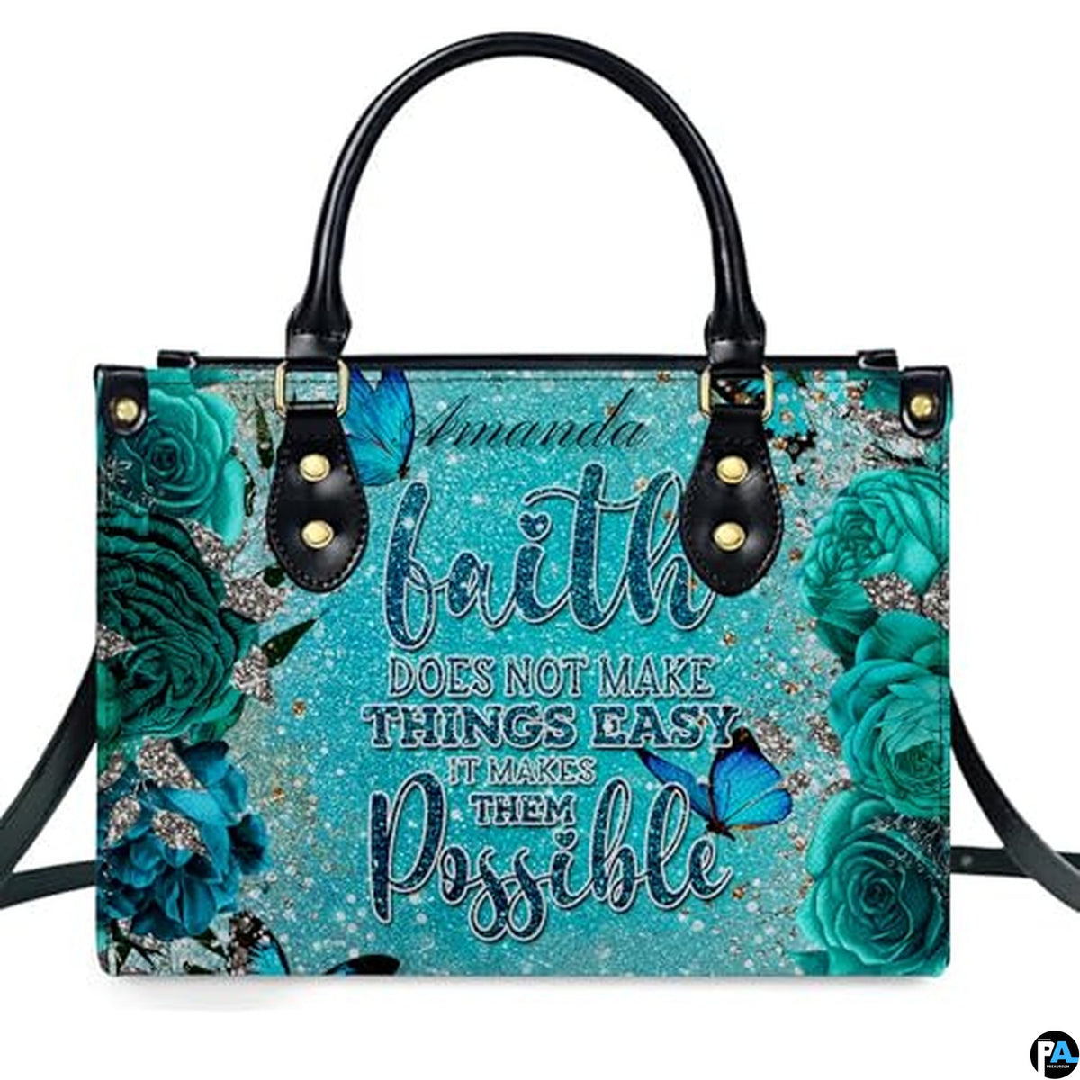 Personalized Flower Floral and Inspirational Handbag - Design 01