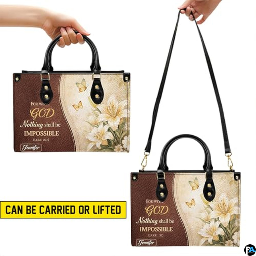 Personalized Christian Leather Handbag – Custom Purse Faith Gift for Mom, Grandma, Women Birthday or Christmas
