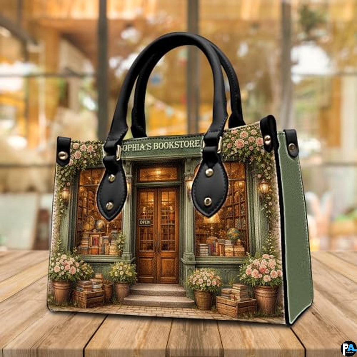 Personalized Book Lover Leather Handbag for Women, 3D Bookstore Library Tote Bag, Literary Gift for Readers, Bookworms