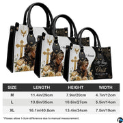 Proportion comparison graphic illustrating medium, large, and extra-large scale options for the handbag