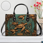 Personalized Animal Leather Handbag – Custom Name Flowers with 2D Print with 3D Effect – Gift for Gramma, Mom, Daughter